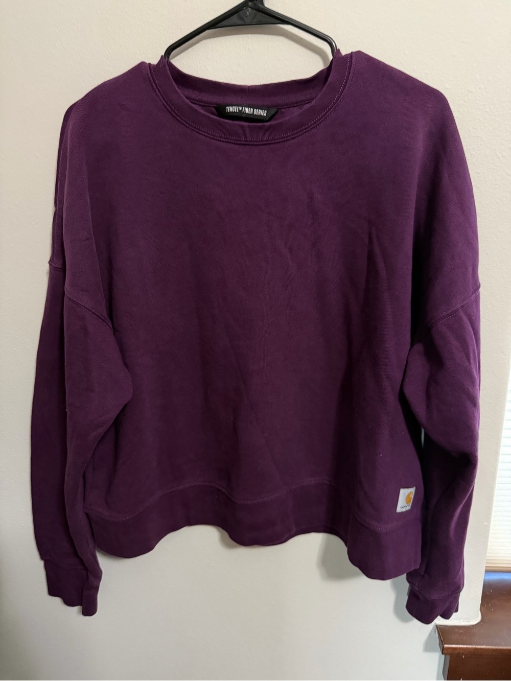 Carhartt Plum Relaxed Fit Crewneck Sweatshirt Sleeve Logo Pullover Size L